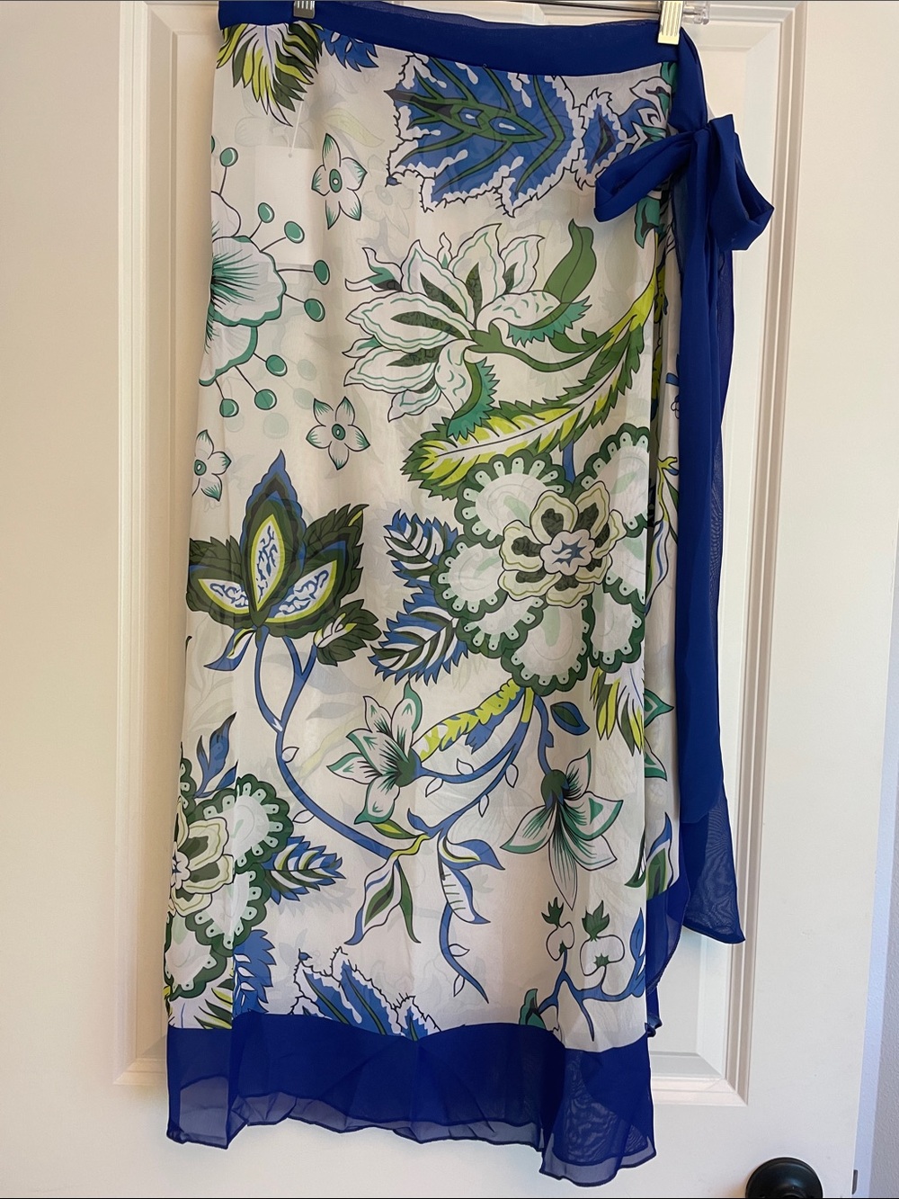 Blue Floral Swim Sarong Wrap